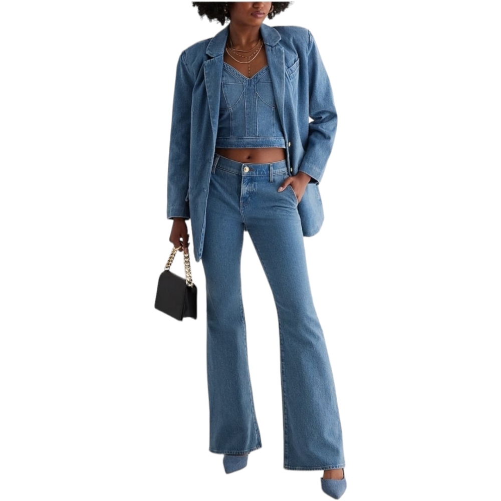 Express 70s Flare Jeans Womens 14S Mid Rise Light Wash Denim Pants
